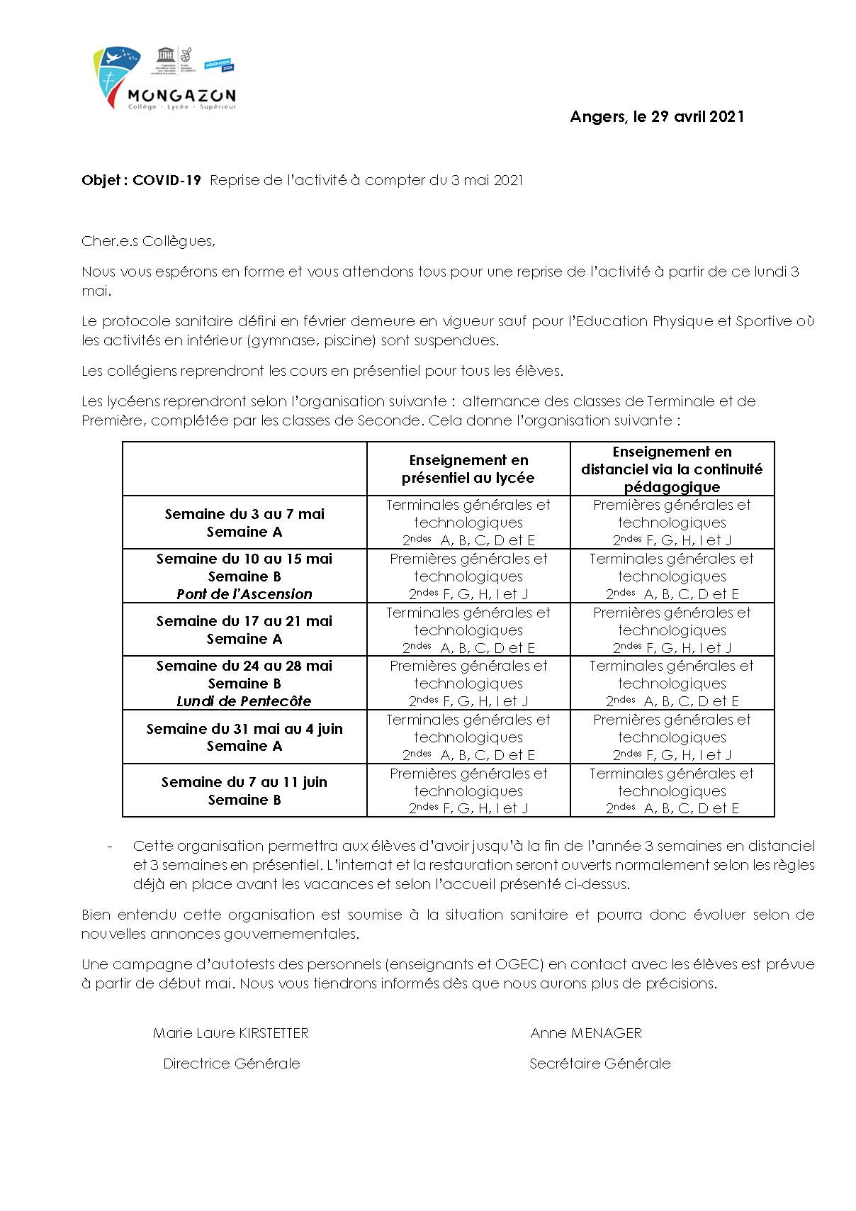 Informations personnel OGEC 30/04/21